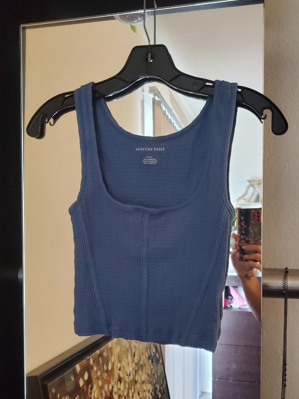 💕 American Eagle 💕 Women's Dusty Blue Ribbed Crop Top Size M